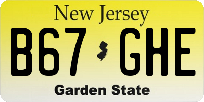 NJ license plate B67GHE