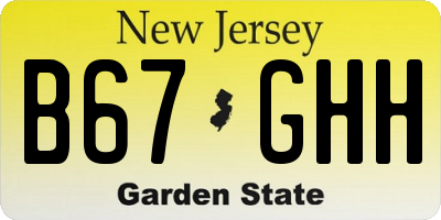 NJ license plate B67GHH
