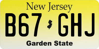 NJ license plate B67GHJ
