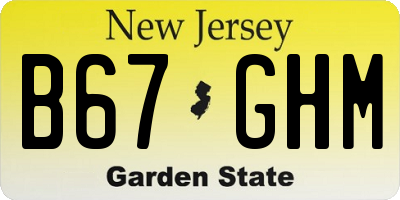 NJ license plate B67GHM