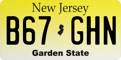 NJ license plate B67GHN