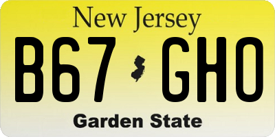 NJ license plate B67GHO