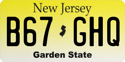 NJ license plate B67GHQ