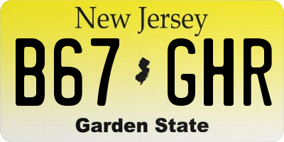 NJ license plate B67GHR