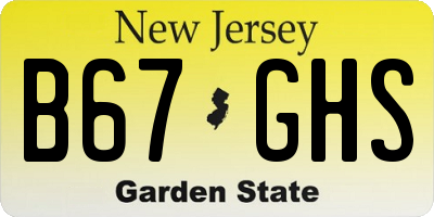 NJ license plate B67GHS