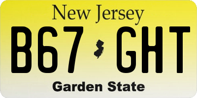 NJ license plate B67GHT