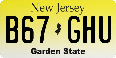 NJ license plate B67GHU