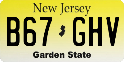 NJ license plate B67GHV