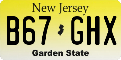 NJ license plate B67GHX