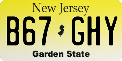 NJ license plate B67GHY
