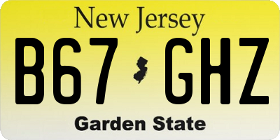 NJ license plate B67GHZ
