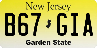 NJ license plate B67GIA