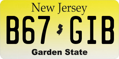 NJ license plate B67GIB