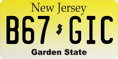 NJ license plate B67GIC