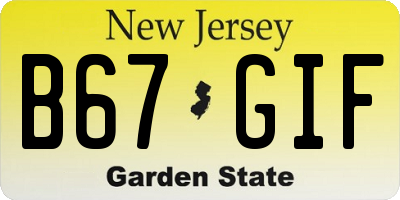 NJ license plate B67GIF