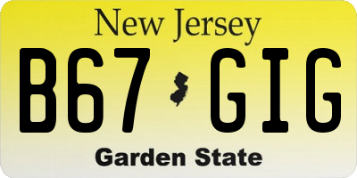 NJ license plate B67GIG