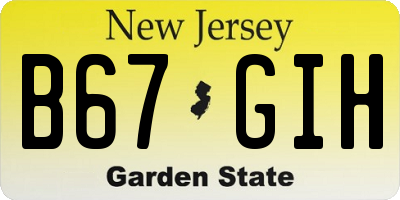 NJ license plate B67GIH