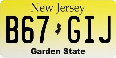 NJ license plate B67GIJ