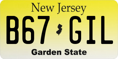 NJ license plate B67GIL