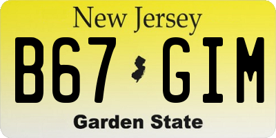 NJ license plate B67GIM
