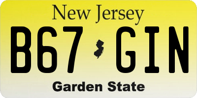 NJ license plate B67GIN