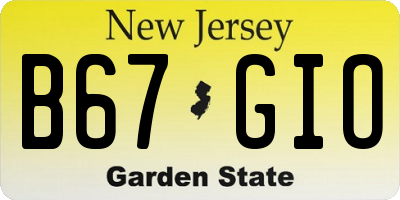NJ license plate B67GIO