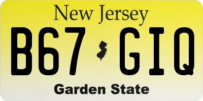 NJ license plate B67GIQ