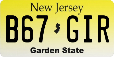 NJ license plate B67GIR