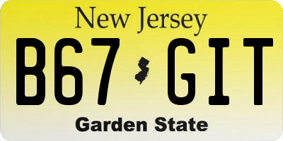NJ license plate B67GIT