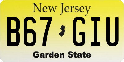 NJ license plate B67GIU