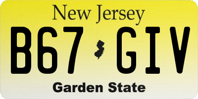 NJ license plate B67GIV