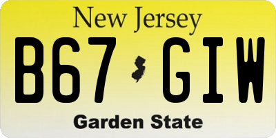 NJ license plate B67GIW