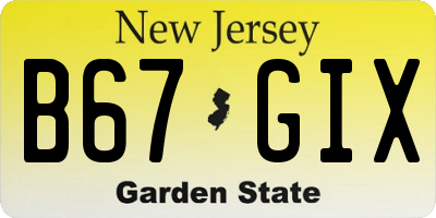NJ license plate B67GIX