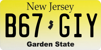 NJ license plate B67GIY