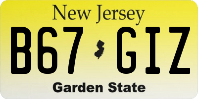 NJ license plate B67GIZ