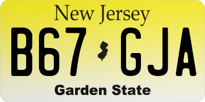 NJ license plate B67GJA