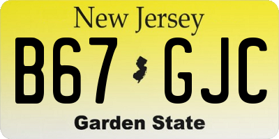 NJ license plate B67GJC