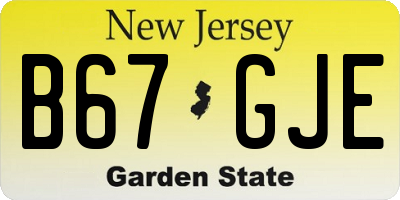 NJ license plate B67GJE