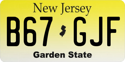 NJ license plate B67GJF