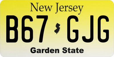 NJ license plate B67GJG