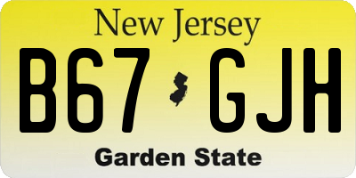 NJ license plate B67GJH