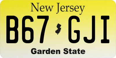NJ license plate B67GJI