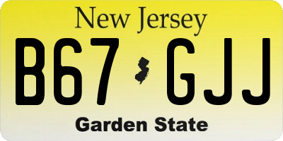 NJ license plate B67GJJ