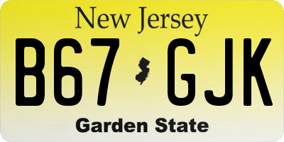 NJ license plate B67GJK