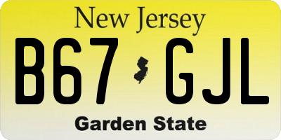 NJ license plate B67GJL