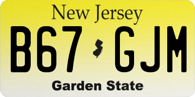 NJ license plate B67GJM