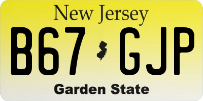 NJ license plate B67GJP