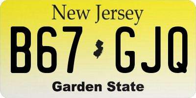 NJ license plate B67GJQ