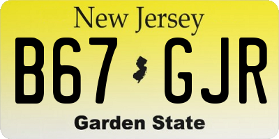 NJ license plate B67GJR