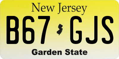 NJ license plate B67GJS